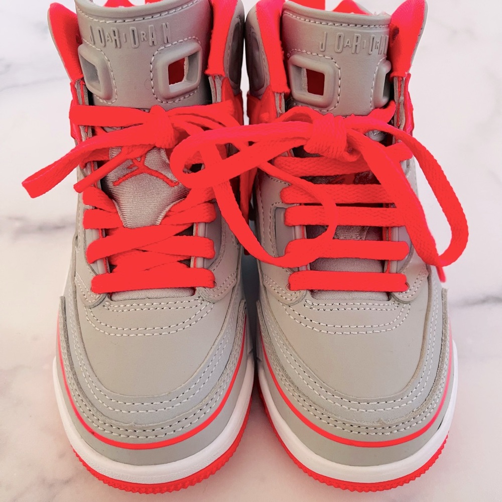 Jordan Spizike Wolf Grey Racer Pink Girls Size 11